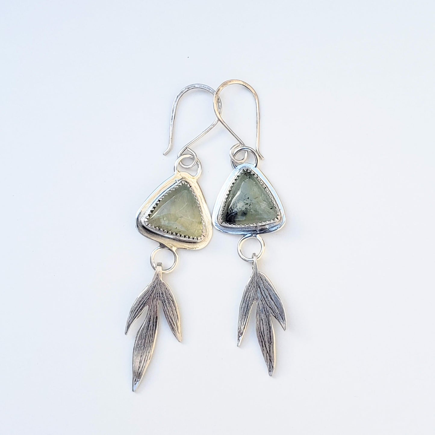 Prehnite leaf earrings