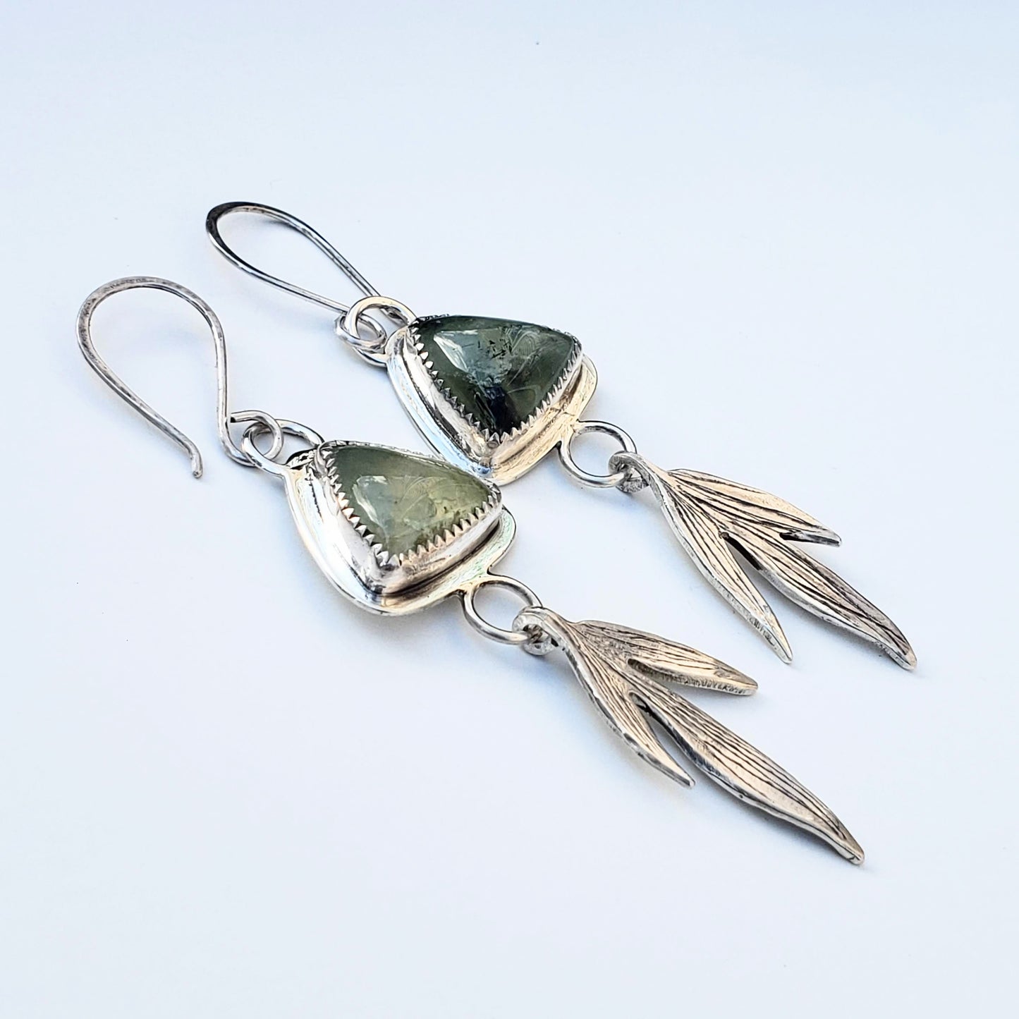 Prehnite leaf earrings