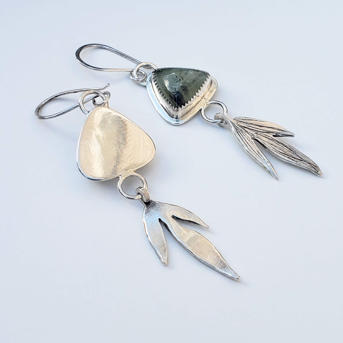 Prehnite leaf earrings