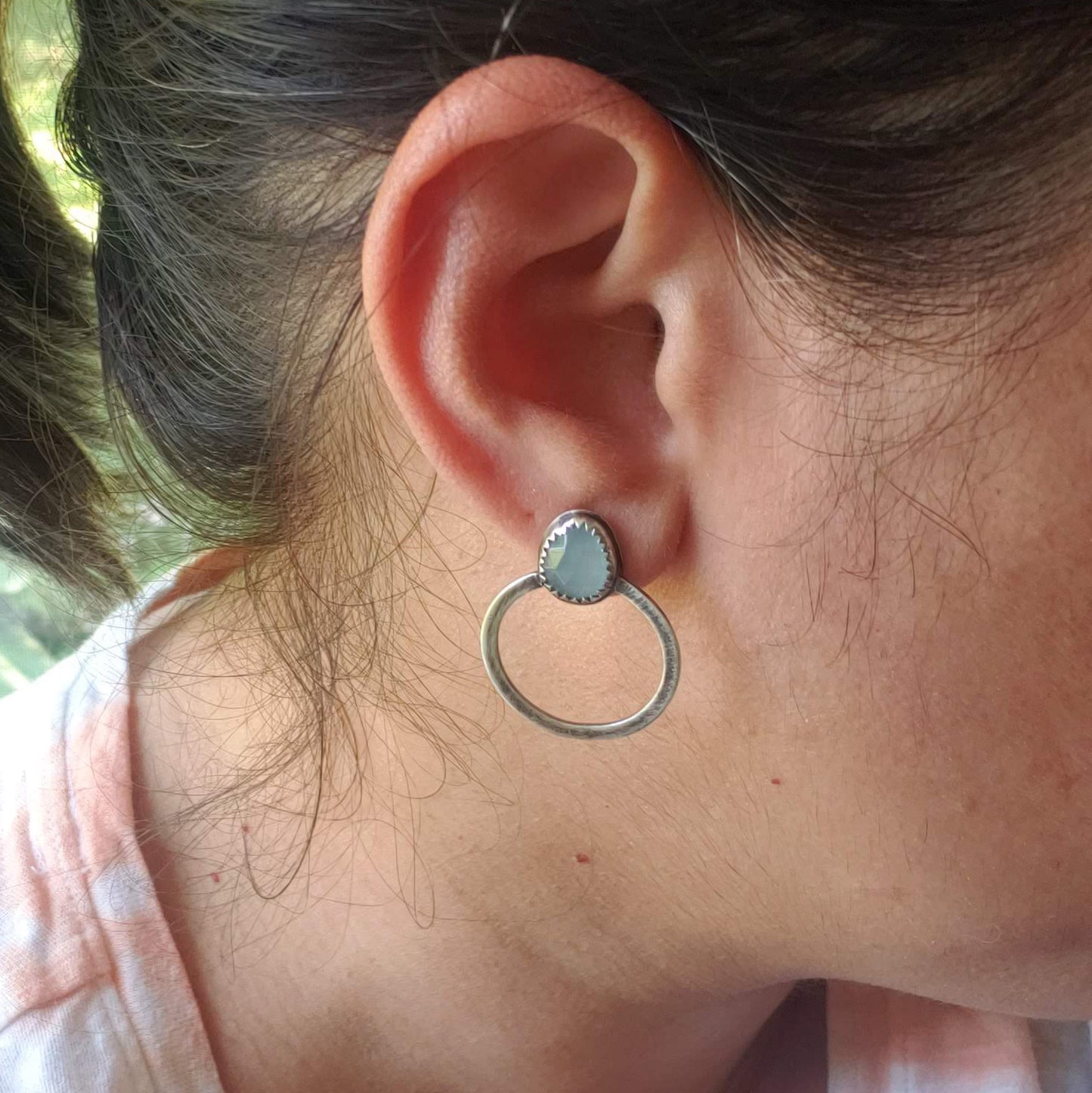 Pendientes IRIS Circle Aguamarina