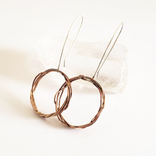 Tangled - Bronze and Silver Hoops