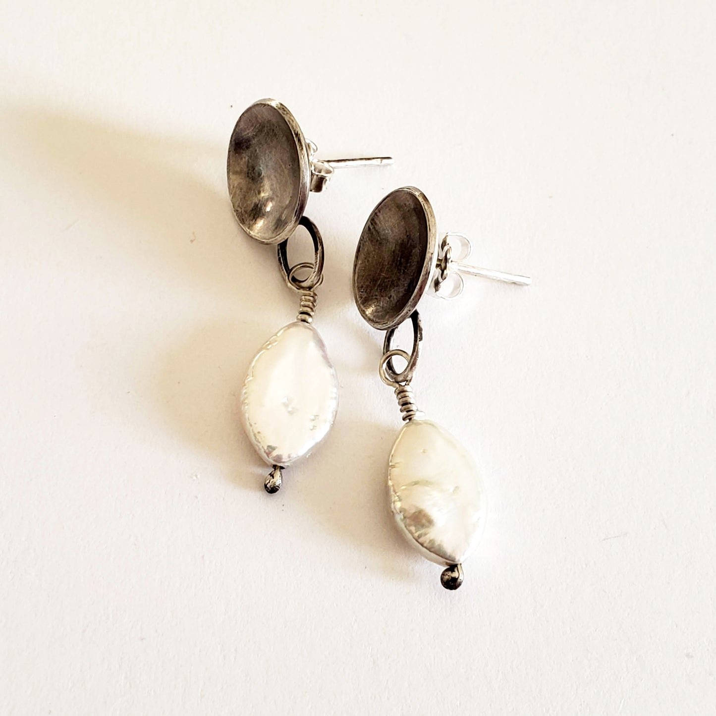 Fresh Water Pearl and Silver Discs