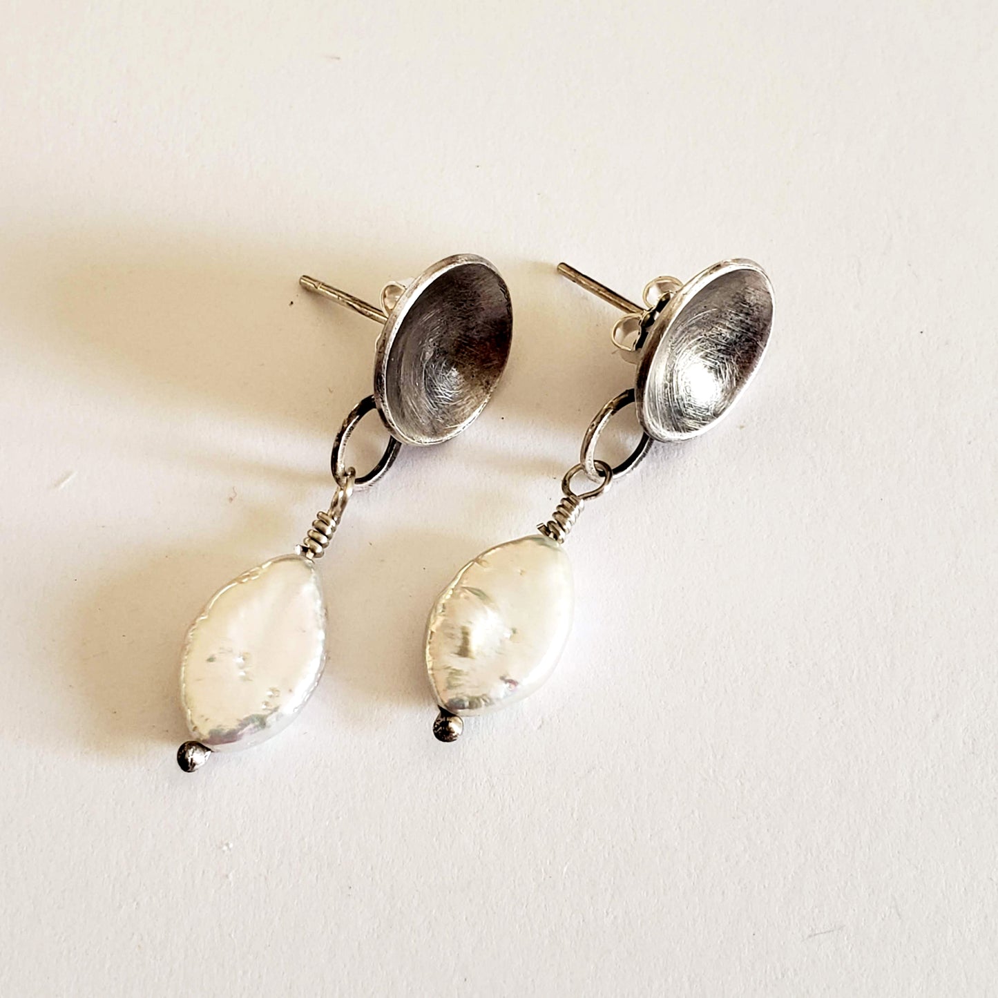 Fresh Water Pearl and Silver Discs