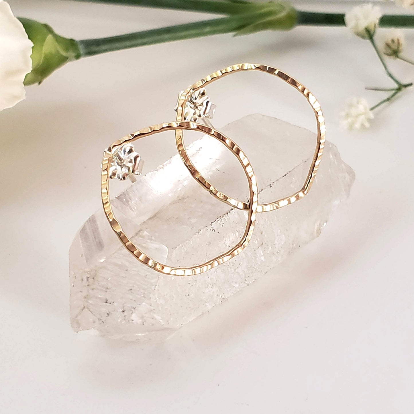Pendientes de aro marquesa rellenos de oro IRIS de 14 k
