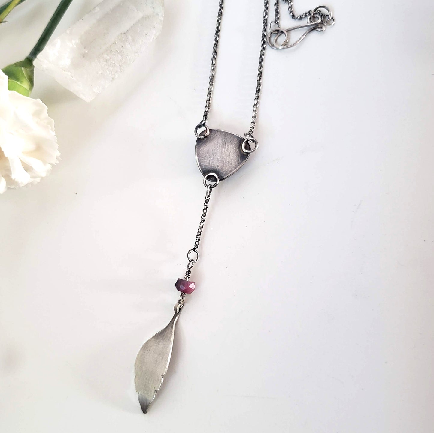 Sapphire and Tourmaline Blueberry Leaf Necklace