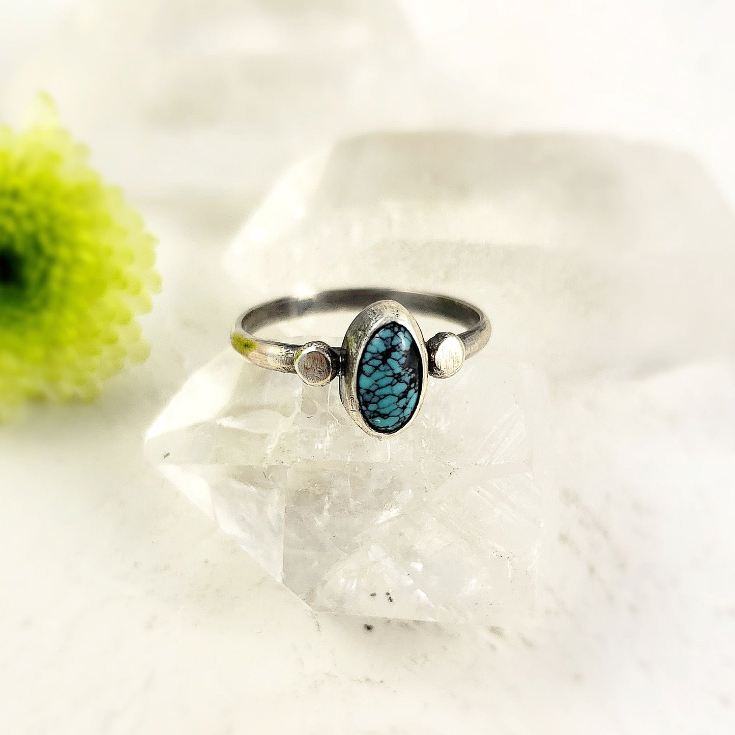Anillo American Old Stock de Turquesa con Esferas