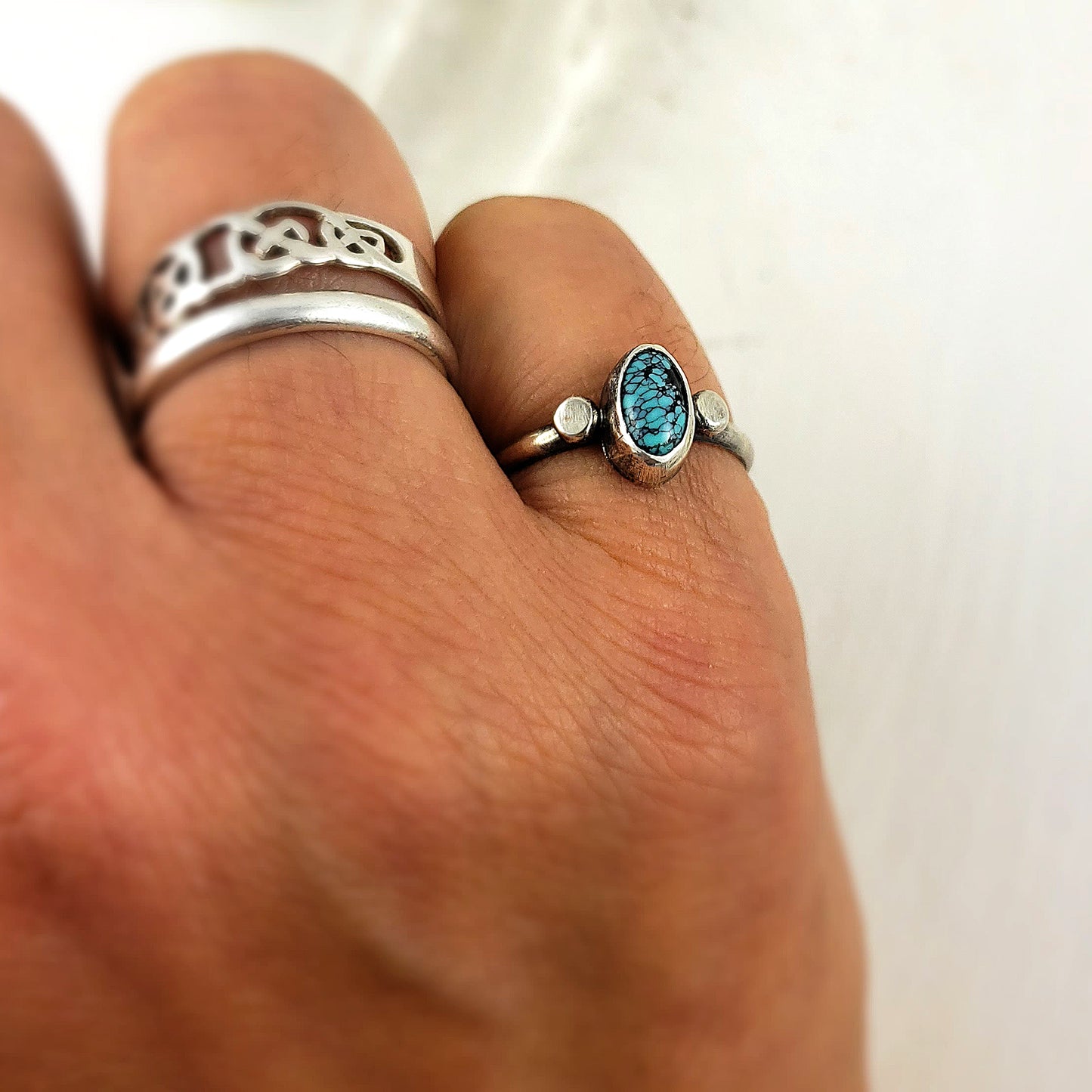 Anillo American Old Stock de Turquesa con Esferas