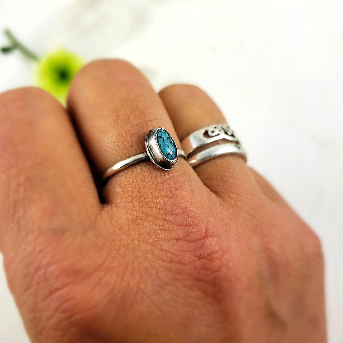 Anillo apilable de turquesa American Old Stock