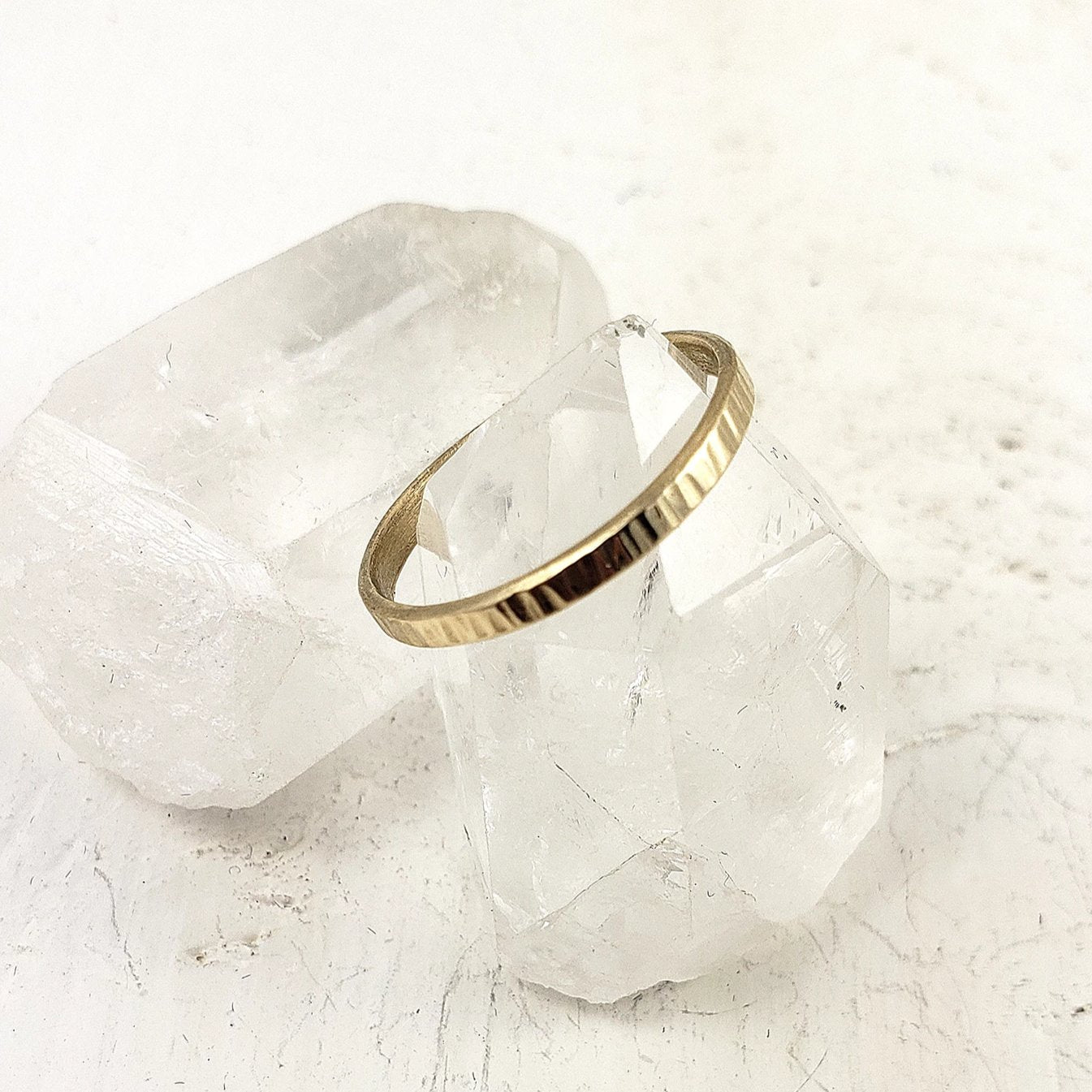 textured gold wedding band, minimalist, unisex