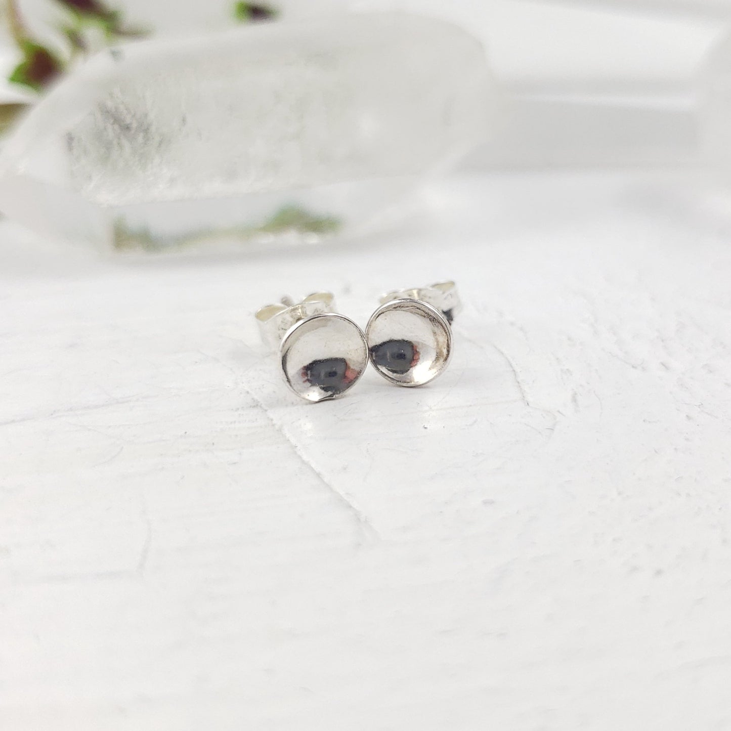 Concave Silver Circle Studs