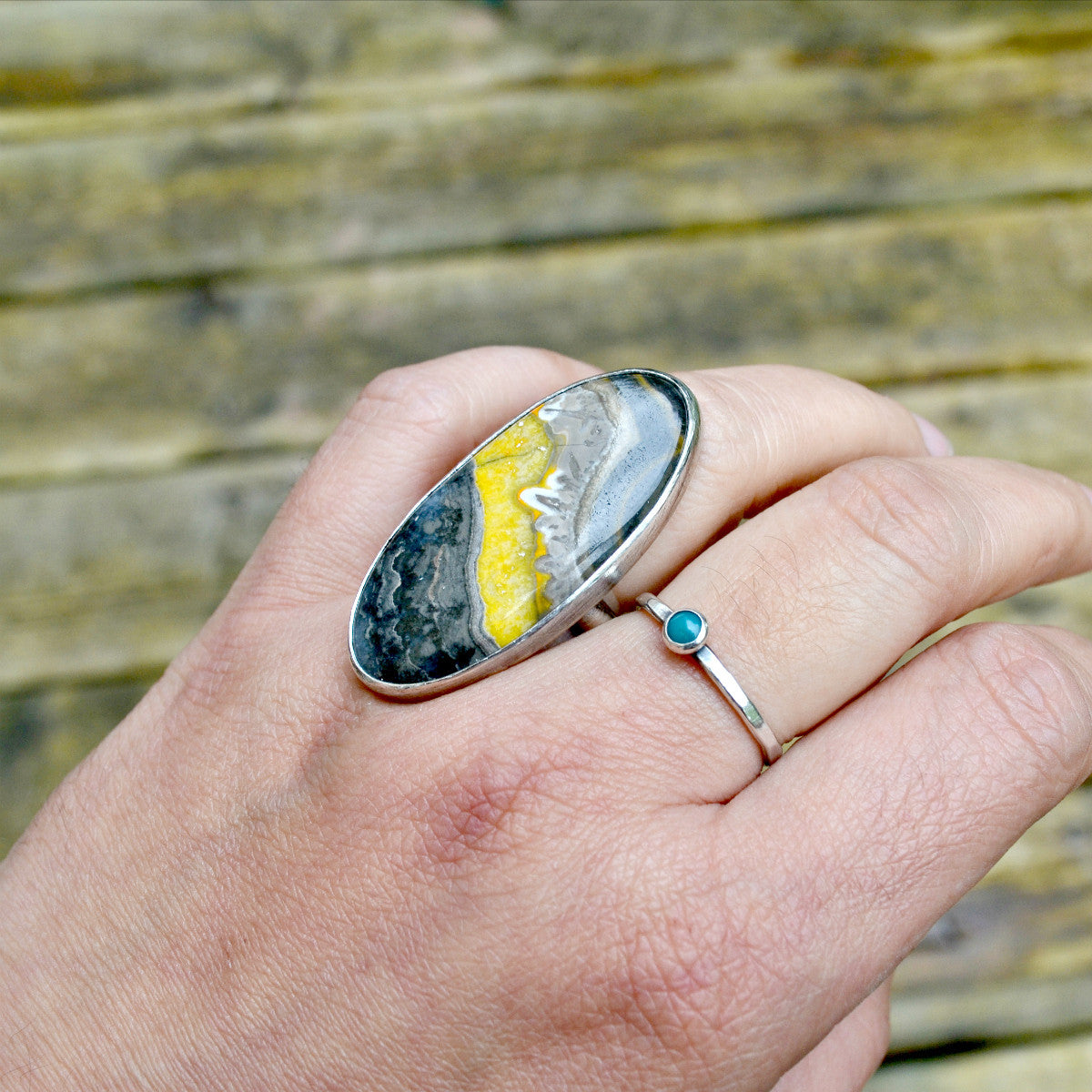 Bumblebee Jasper Statement Ring, Size 6.5 - Gemspell