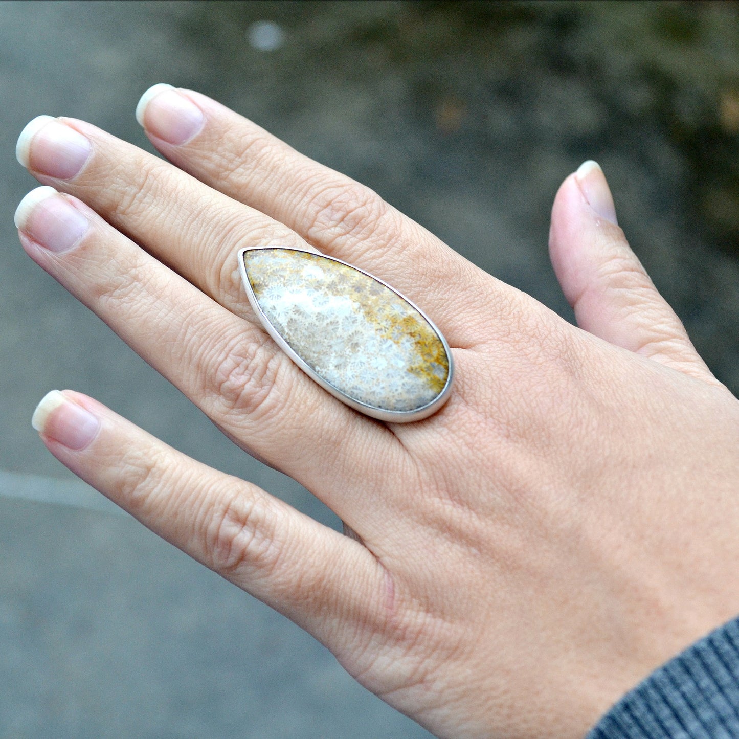 Fossilized Coral Statement Ring - Gemspell