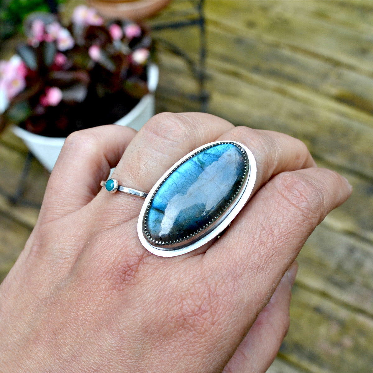 Labradorite Statement Ring, Size 8 - Gemspell