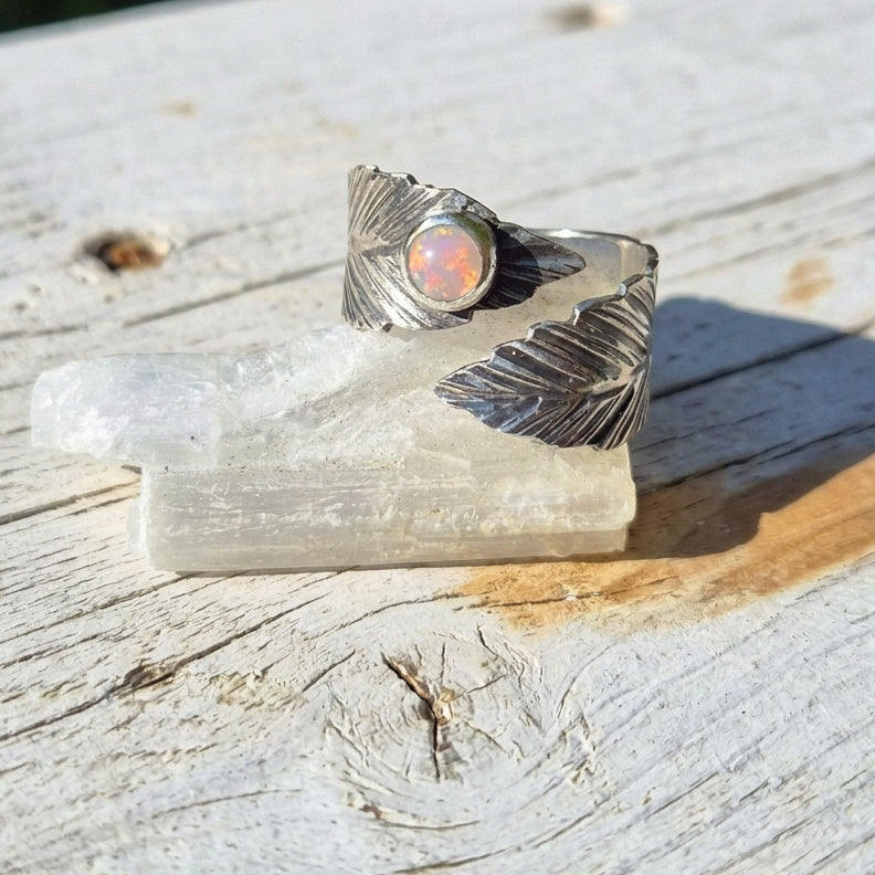 Wrap Opal Leaf Ring