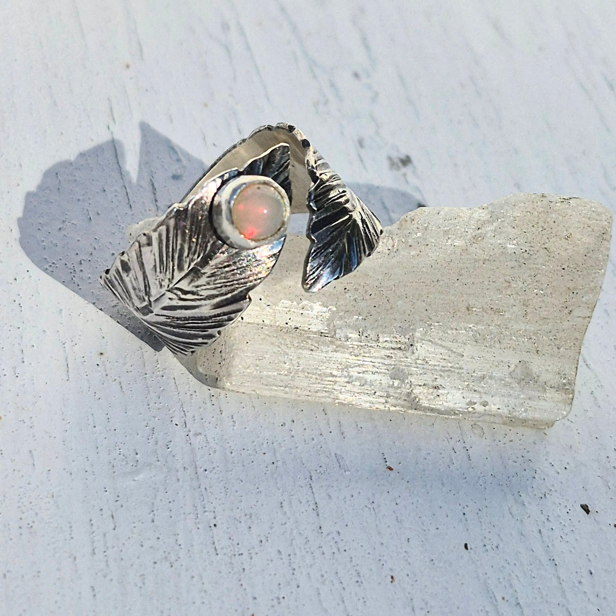 Wrap Opal Leaf Ring