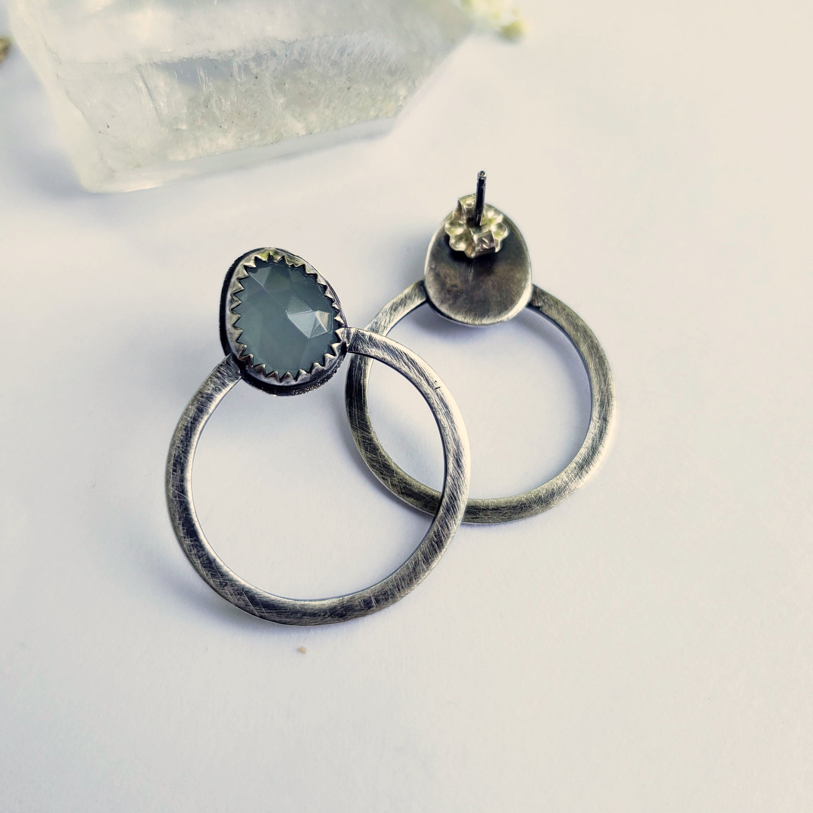 IRIS Circle Aquamarine Earrings