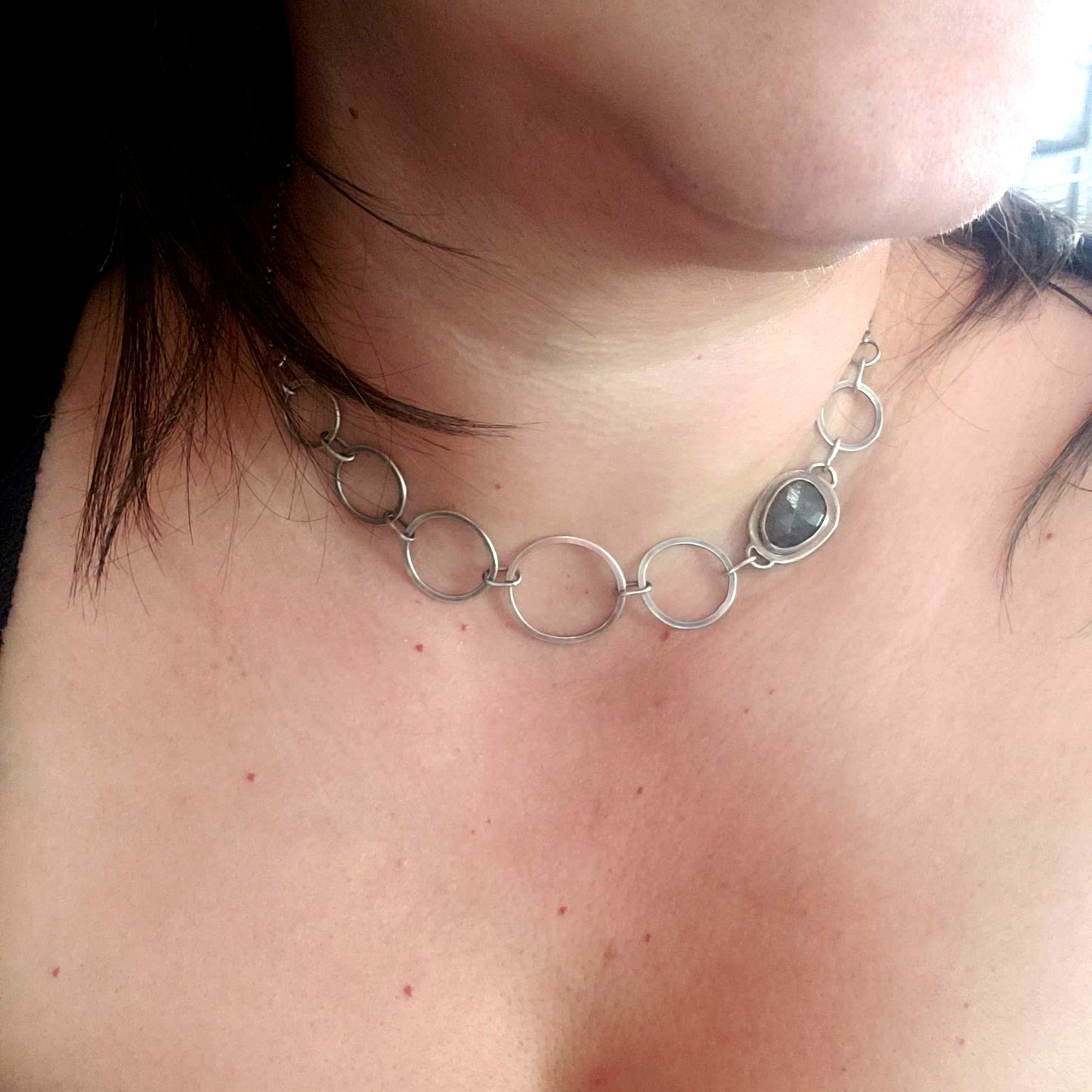 Grey Sapphire Link Necklace