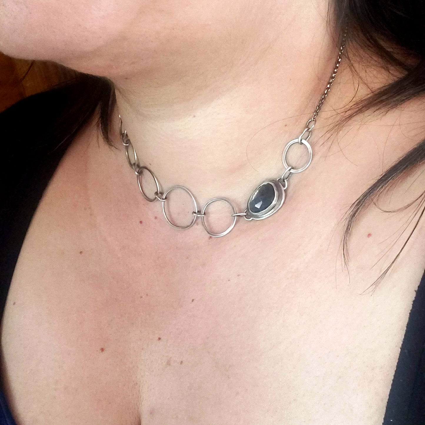 Grey Sapphire Link Necklace