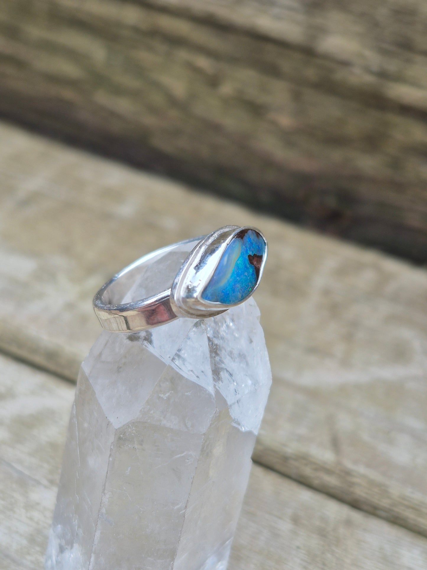 "Wave" - Boulder Opal Ring