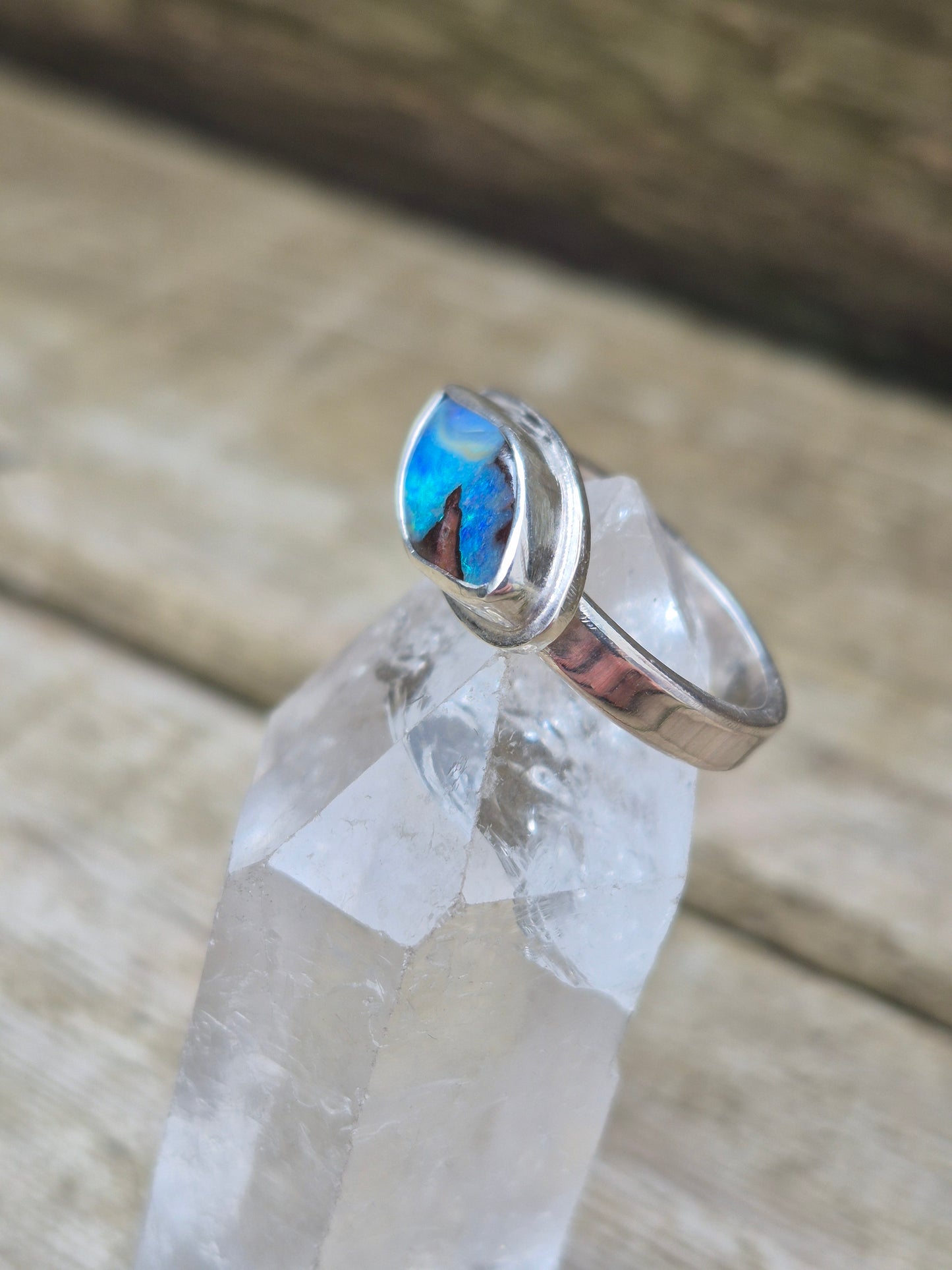 "Wave" - Boulder Opal Ring