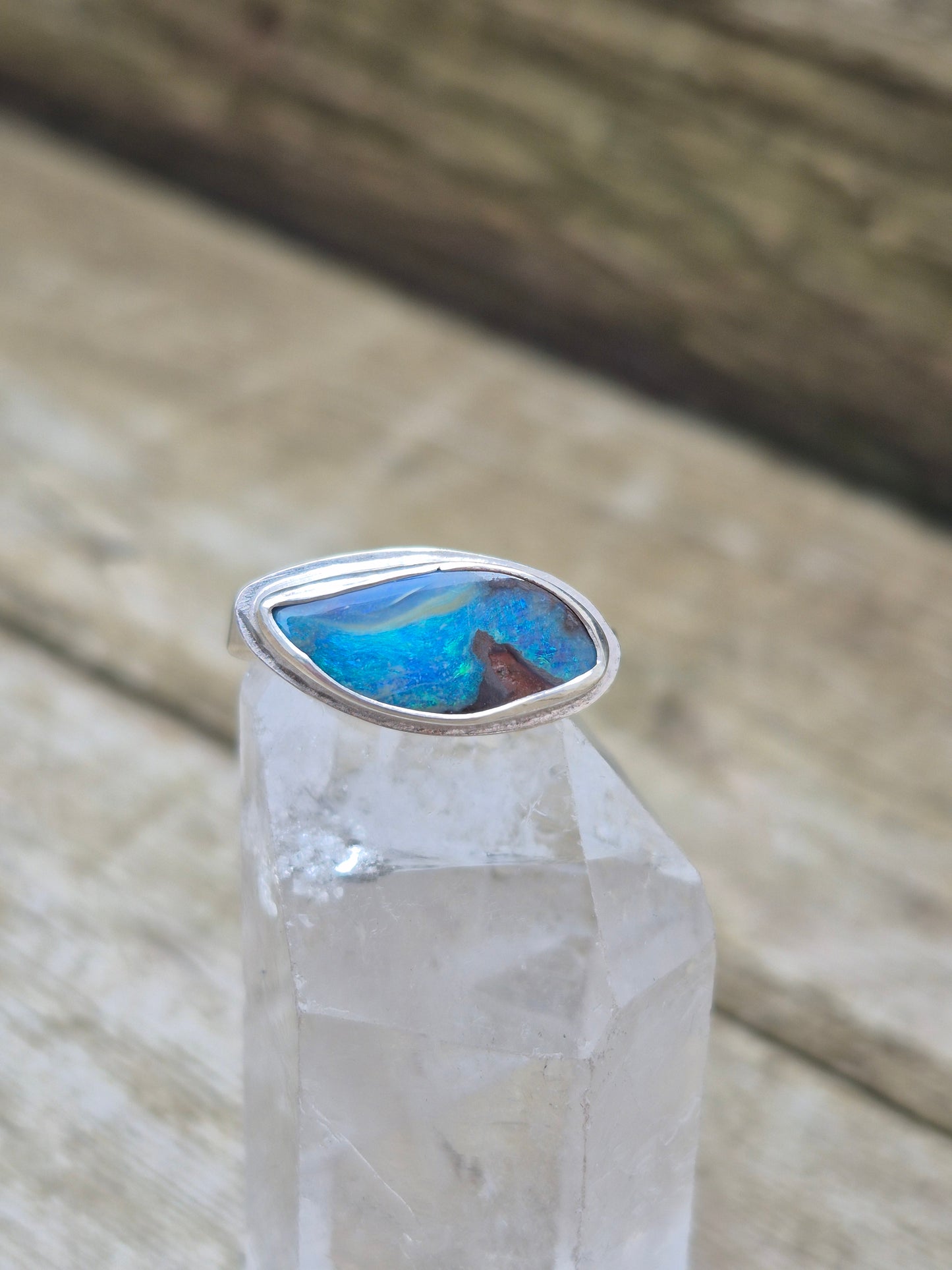 "Wave" - Boulder Opal Ring