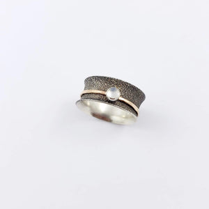 Spinner Ring, Moonstone, Silver and Gold Filled - Gemspell