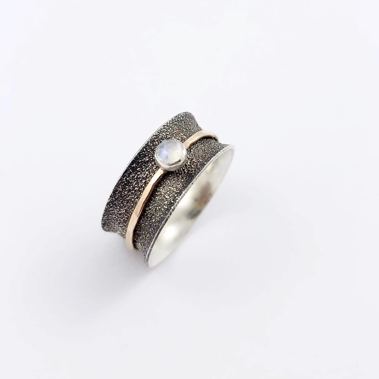 Spinner Ring, Moonstone, Silver and Gold Filled - Gemspell