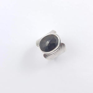 Silver and Sapphire Shield Ring, Size 8.25 - Gemspell