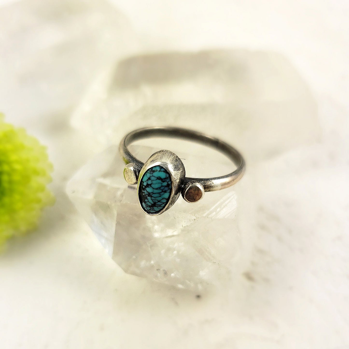 American Old Stock Turquoise Ring with Spheres