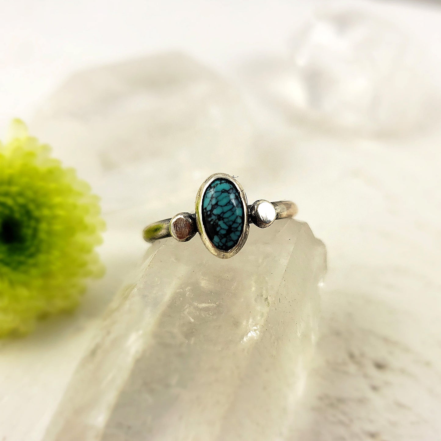 American Old Stock Turquoise Ring with Spheres