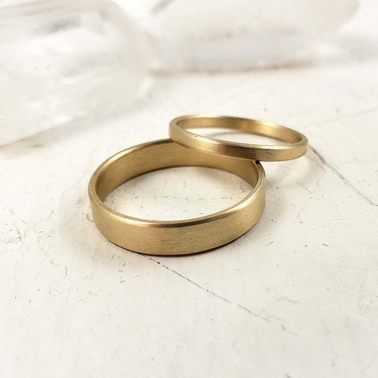 Set of solid gold engagement rings, Modern, Sophisticated, Contemporary gold rings