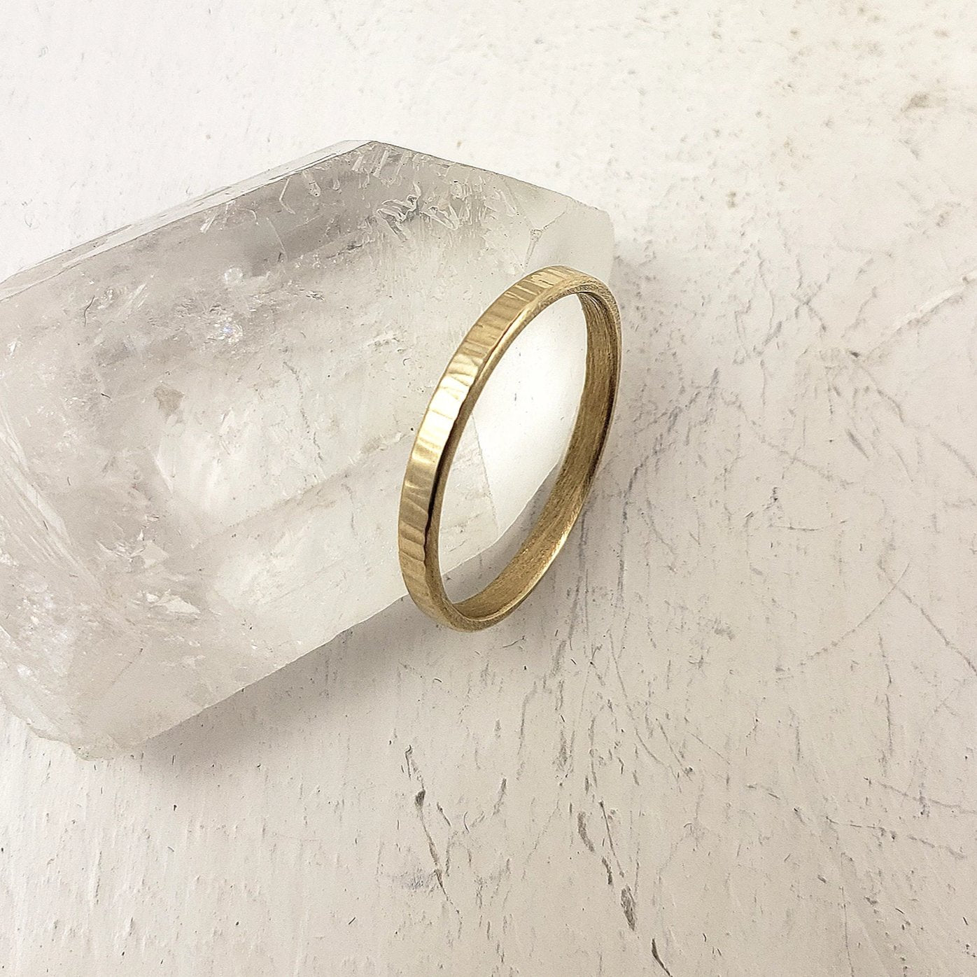 Handmade in Canada solid yellow gold wedding band, 14k gold ring for her