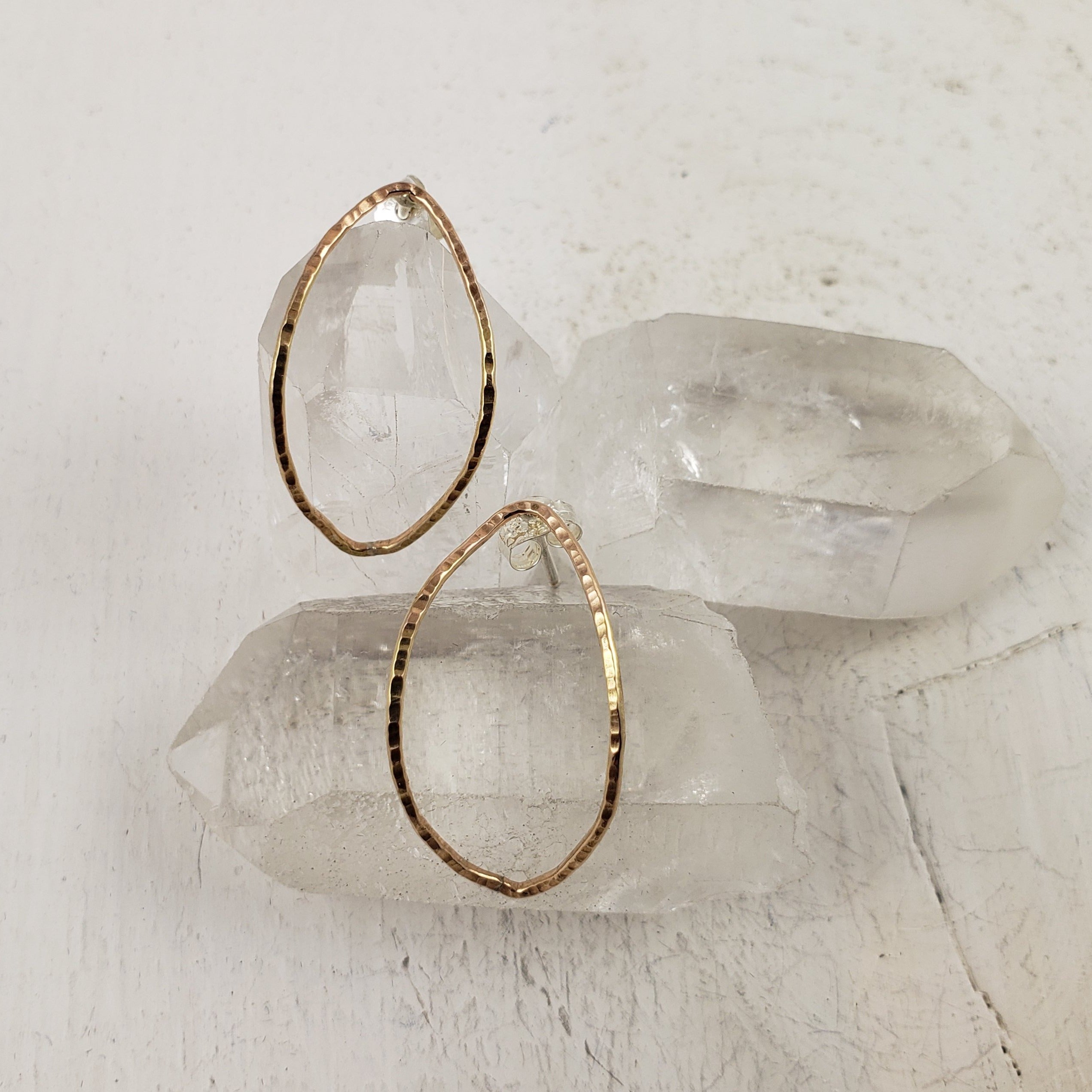 IRIS 14k Gold filled Marquise Hoop Studs