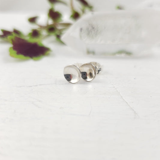 Curved Silver Circle Studs
