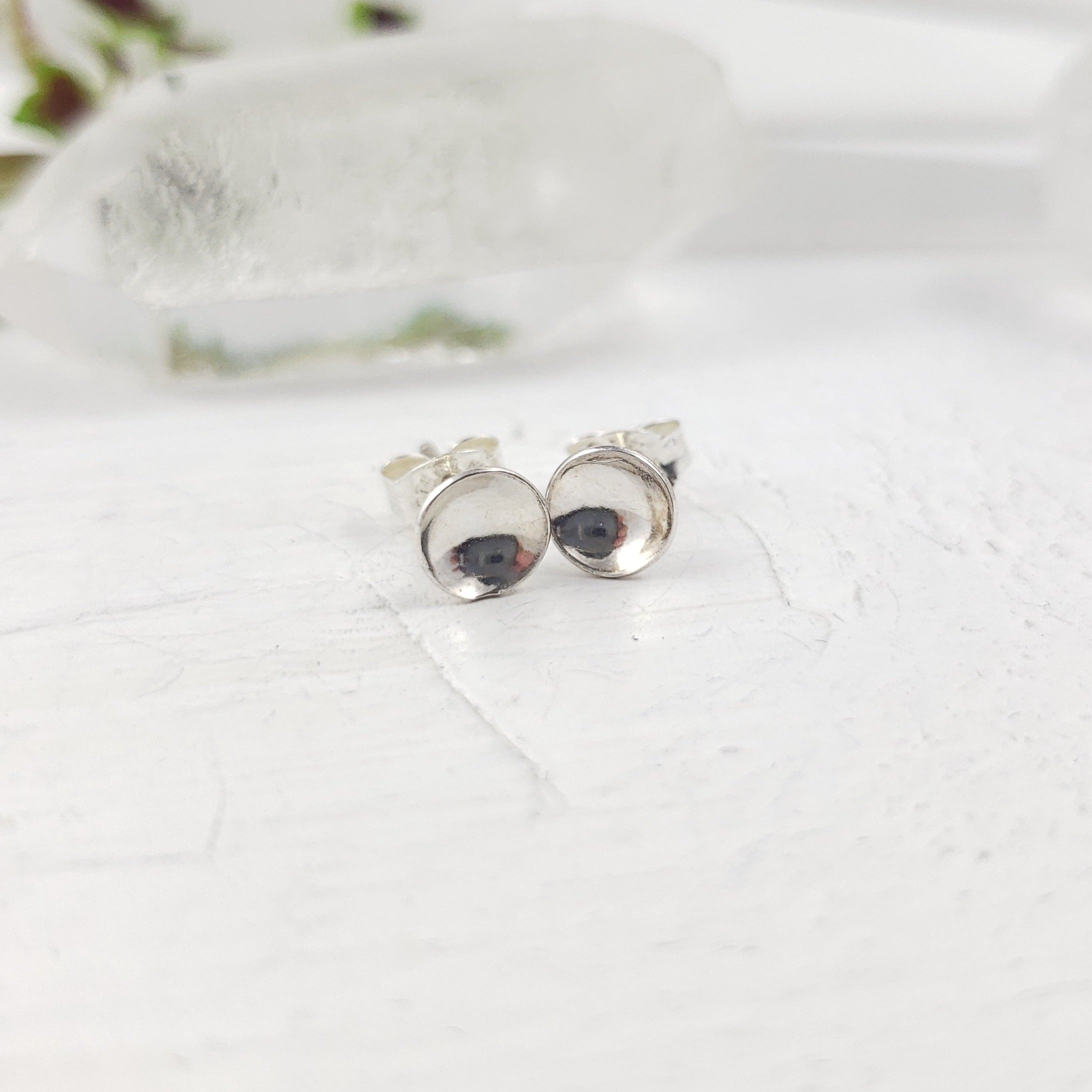 Curved Silver Circle Studs