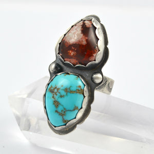 Opal And Turquoise Dual Stone Ring - Gemspell